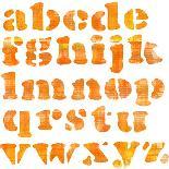 Textured Orange Watercolor Alphabet, Isolated-donatas1205-Art Print