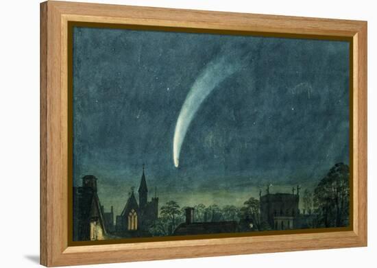 Donati's Comet over Balliol College (W/C with Scratching Out on Paper)-William of Oxford-Framed Premier Image Canvas