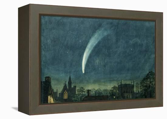 Donati's Comet over Balliol College (W/C with Scratching Out on Paper)-William of Oxford-Framed Premier Image Canvas