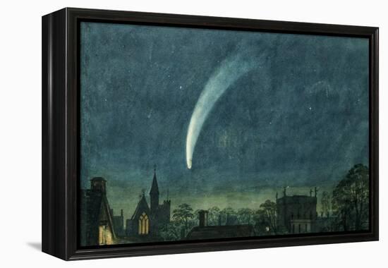 Donati's Comet over Balliol College (W/C with Scratching Out on Paper)-William of Oxford-Framed Premier Image Canvas