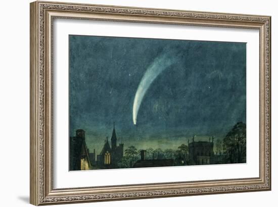 Donati's Comet over Balliol College (W/C with Scratching Out on Paper)-William of Oxford-Framed Giclee Print