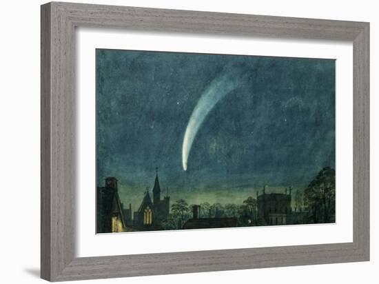 Donati's Comet over Balliol College (W/C with Scratching Out on Paper)-William of Oxford-Framed Giclee Print