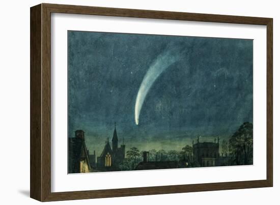 Donati's Comet over Balliol College (W/C with Scratching Out on Paper)-William of Oxford-Framed Giclee Print