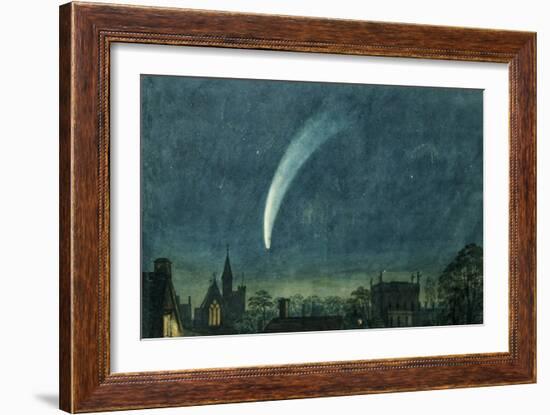 Donati's Comet over Balliol College (W/C with Scratching Out on Paper)-William of Oxford-Framed Giclee Print