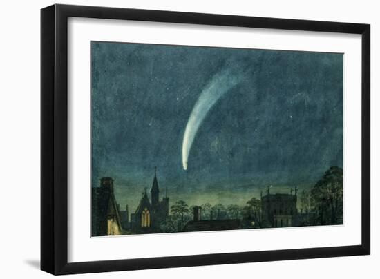 Donati's Comet over Balliol College (W/C with Scratching Out on Paper)-William of Oxford-Framed Giclee Print