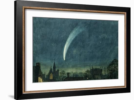 Donati's Comet over Balliol College (W/C with Scratching Out on Paper)-William of Oxford-Framed Giclee Print