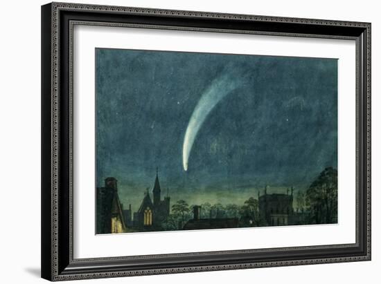 Donati's Comet over Balliol College (W/C with Scratching Out on Paper)-William of Oxford-Framed Giclee Print