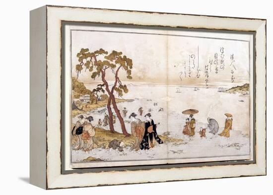 Donations from the Low Tide, 1790: the Search for Shells for the Game of the Kai Awase. Artwork by-Kitagawa Utamaro-Framed Premier Image Canvas