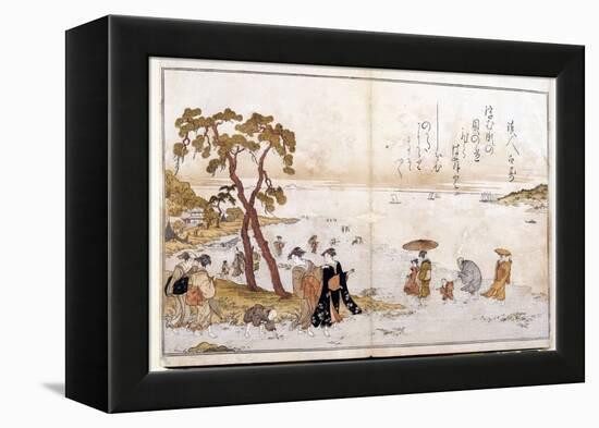 Donations from the Low Tide, 1790: the Search for Shells for the Game of the Kai Awase. Artwork by-Kitagawa Utamaro-Framed Premier Image Canvas
