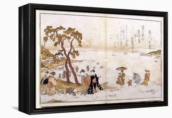 Donations from the Low Tide, 1790: the Search for Shells for the Game of the Kai Awase. Artwork by-Kitagawa Utamaro-Framed Premier Image Canvas