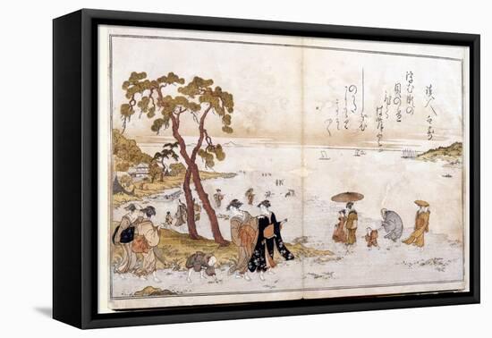 Donations from the Low Tide, 1790: the Search for Shells for the Game of the Kai Awase. Artwork by-Kitagawa Utamaro-Framed Premier Image Canvas