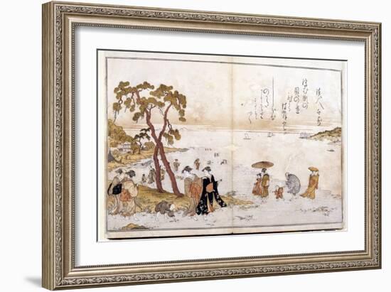 Donations from the Low Tide, 1790: the Search for Shells for the Game of the Kai Awase. Artwork by-Kitagawa Utamaro-Framed Giclee Print