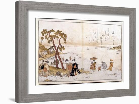 Donations from the Low Tide, 1790: the Search for Shells for the Game of the Kai Awase. Artwork by-Kitagawa Utamaro-Framed Giclee Print