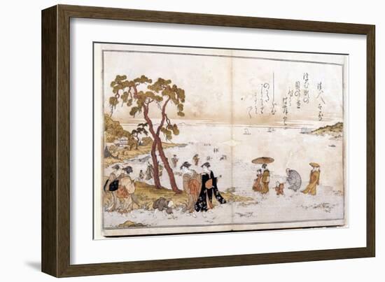 Donations from the Low Tide, 1790: the Search for Shells for the Game of the Kai Awase. Artwork by-Kitagawa Utamaro-Framed Giclee Print