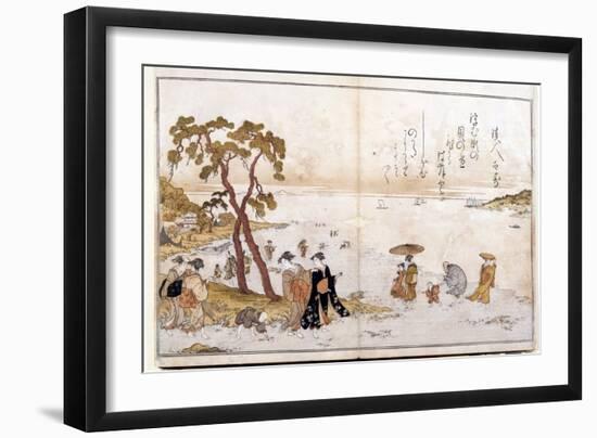 Donations from the Low Tide, 1790: the Search for Shells for the Game of the Kai Awase. Artwork by-Kitagawa Utamaro-Framed Giclee Print