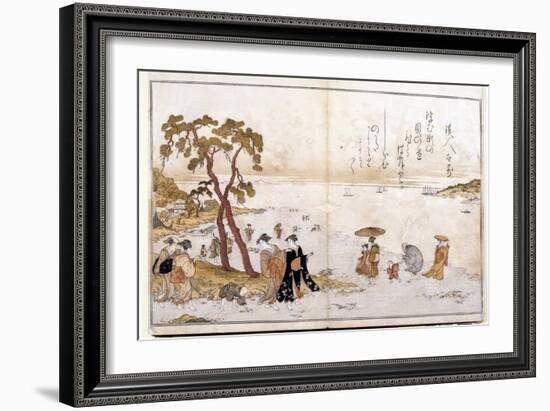 Donations from the Low Tide, 1790: the Search for Shells for the Game of the Kai Awase. Artwork by-Kitagawa Utamaro-Framed Giclee Print