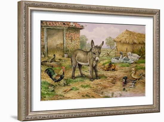 Donkey and Farmyard Fowl-Carl Donner-Framed Giclee Print