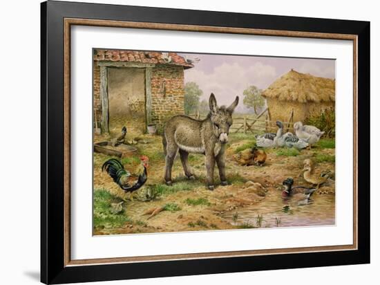 Donkey and Farmyard Fowl-Carl Donner-Framed Giclee Print