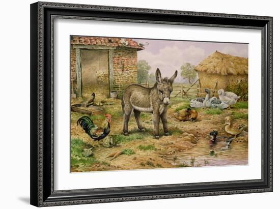 Donkey and Farmyard Fowl-Carl Donner-Framed Giclee Print