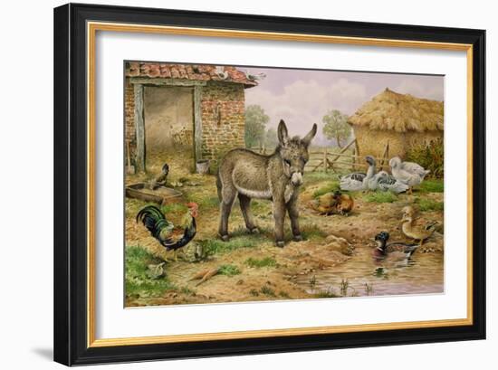 Donkey and Farmyard Fowl-Carl Donner-Framed Giclee Print