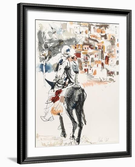 Donkey and Rider from People in Israel-Moshe Gat-Framed Limited Edition