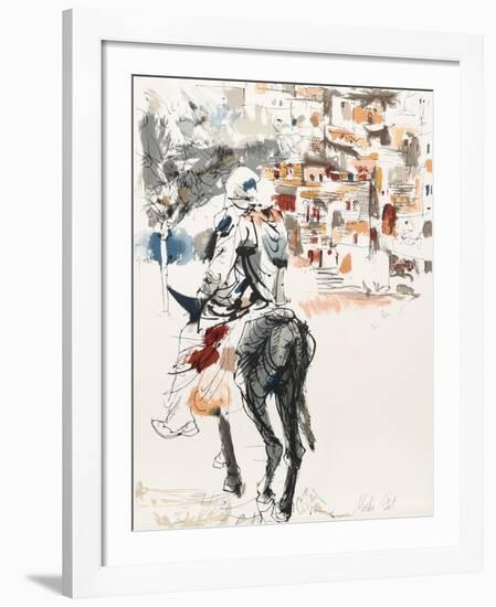 Donkey and Rider from People in Israel-Moshe Gat-Framed Limited Edition