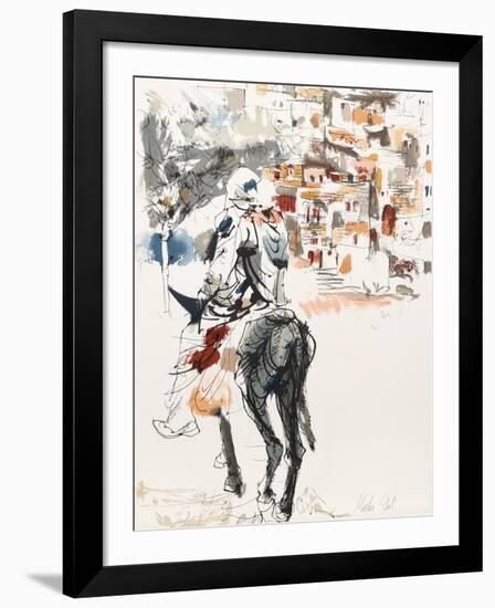 Donkey and Rider from People in Israel-Moshe Gat-Framed Limited Edition