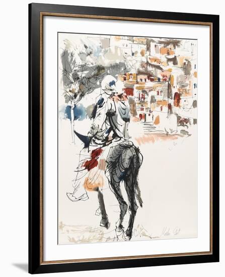 Donkey and Rider from People in Israel-Moshe Gat-Framed Limited Edition