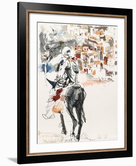 Donkey and Rider from People in Israel-Moshe Gat-Framed Limited Edition