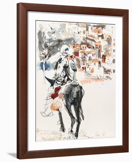 Donkey and Rider from People in Israel-Moshe Gat-Framed Limited Edition