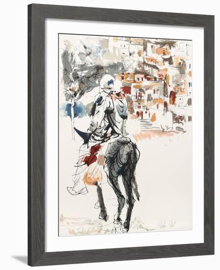 Donkey and Rider from People in Israel-Moshe Gat-Framed Limited Edition