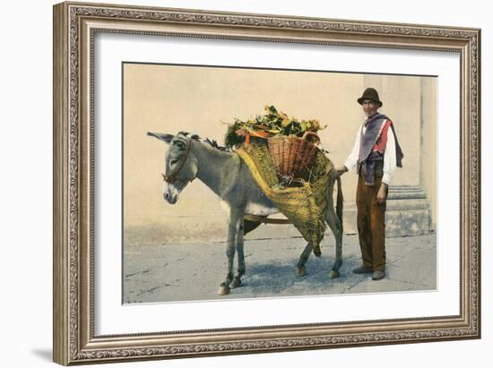 Donkey Carrying Produce-null-Framed Art Print