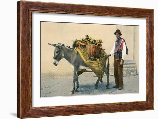 Donkey Carrying Produce-null-Framed Art Print