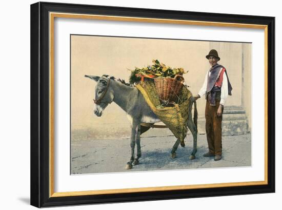 Donkey Carrying Produce-null-Framed Premium Giclee Print