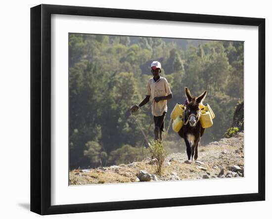Donkey Carrying Water, Santo Antao, Cape Verde Islands, Africa-R H Productions-Framed Photographic Print