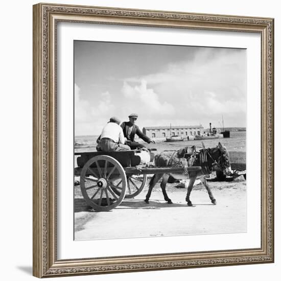 Donkey Cart, Aran Islands, Ireland, 1938 (B/W Photo)-null-Framed Giclee Print