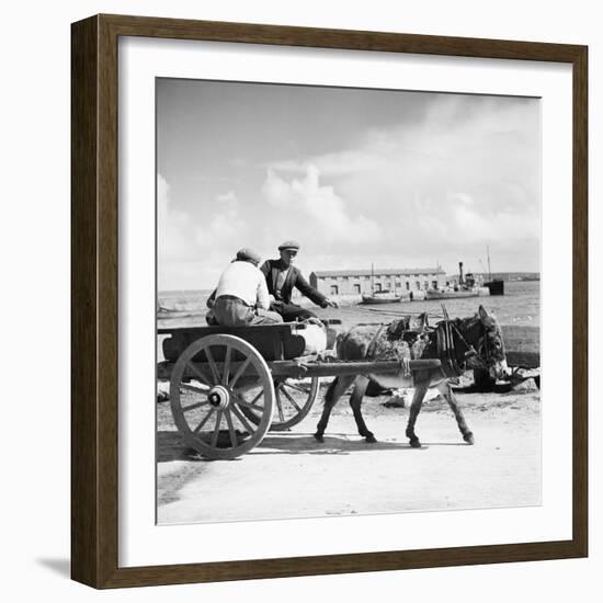 Donkey Cart, Aran Islands, Ireland, 1938 (B/W Photo)-null-Framed Giclee Print