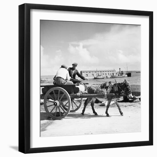Donkey Cart, Aran Islands, Ireland, 1938 (B/W Photo)-null-Framed Giclee Print