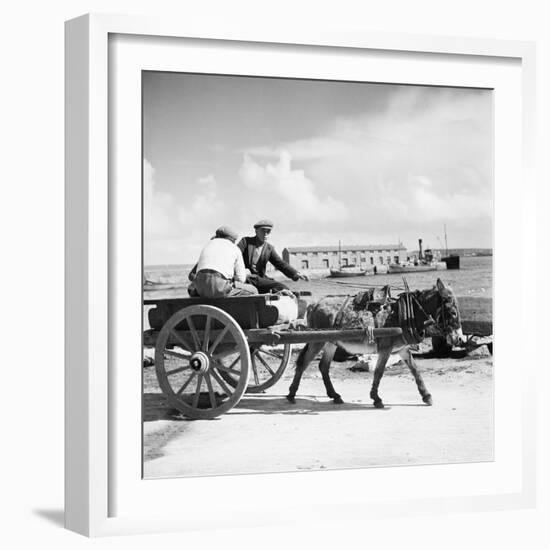 Donkey Cart, Aran Islands, Ireland, 1938 (B/W Photo)-null-Framed Giclee Print