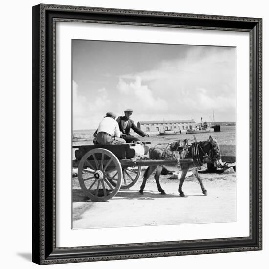 Donkey Cart, Aran Islands, Ireland, 1938 (B/W Photo)-null-Framed Giclee Print