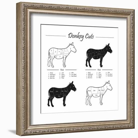 Donkey Cut Scheme - B&W-ONiONAstudio-Framed Art Print