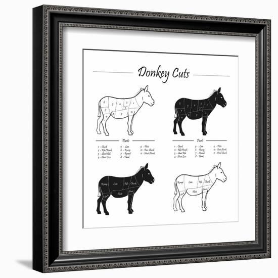 Donkey Cut Scheme - B&W-ONiONAstudio-Framed Art Print