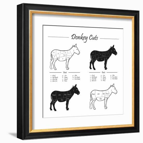 Donkey Cut Scheme - B&W-ONiONAstudio-Framed Art Print