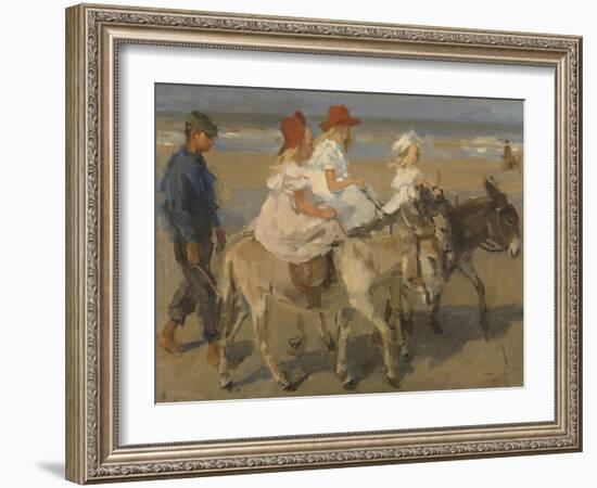 Donkey Rides on the Beach, C. 1890-1901. Dutch Watercolor Painting-Isaac Israels-Framed Art Print