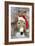 Donkey Wearing Christmas Hat in Snowy Scene-null-Framed Photographic Print