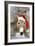 Donkey Wearing Christmas Hat in Snowy Scene-null-Framed Photographic Print