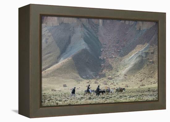 Donkeys and Farmers Make their Way Home Near Band-E Amir, Afghanistan, Asia-Alex Treadway-Framed Premier Image Canvas