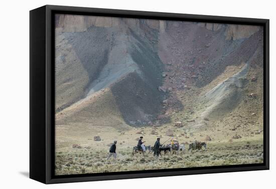 Donkeys and Farmers Make their Way Home Near Band-E Amir, Afghanistan, Asia-Alex Treadway-Framed Premier Image Canvas