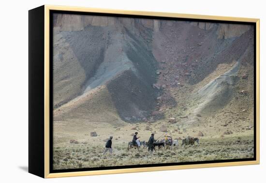 Donkeys and Farmers Make their Way Home Near Band-E Amir, Afghanistan, Asia-Alex Treadway-Framed Premier Image Canvas