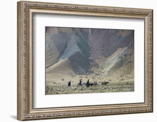 Donkeys and Farmers Make their Way Home Near Band-E Amir, Afghanistan, Asia-Alex Treadway-Framed Photographic Print